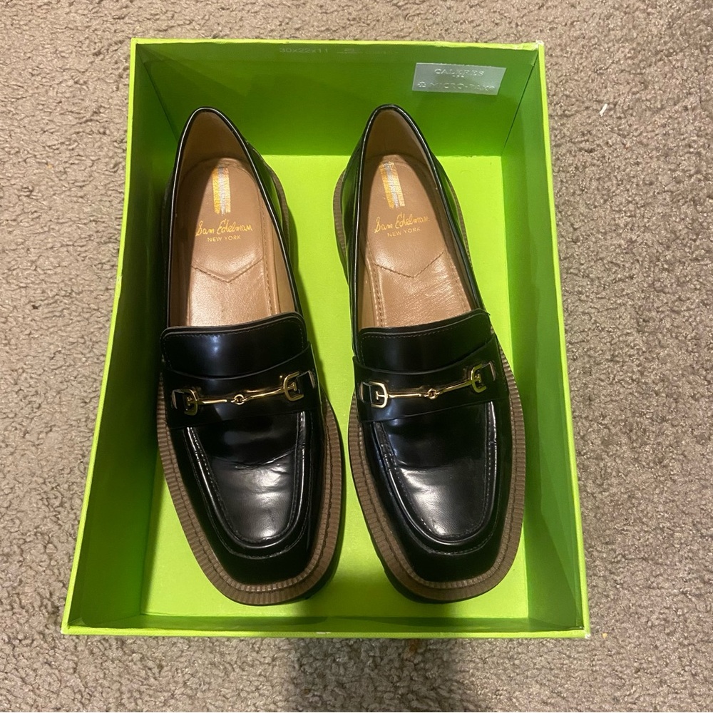 Sam Edelman Black Leather Slip-On Loafers